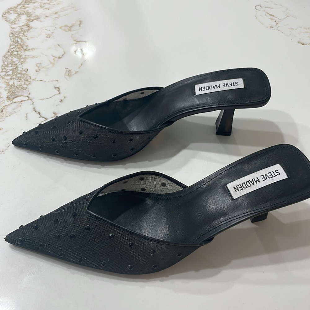 Steve Madden Black Mod Crystal Embellished Mule | 9M - Picture 2 of 6